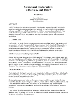 Spreadsheet good practice: is there any such thing?