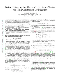 Feature Extraction for Universal Hypothesis Testing via Rank-constrained
  Optimization