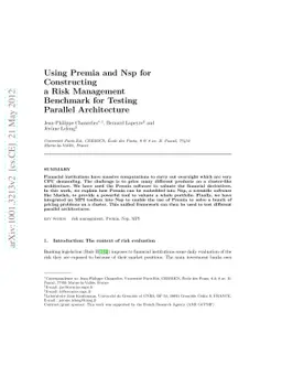 Using Premia and Nsp for Constructing a Risk Management Benchmark for
  Testing Parallel Architecture