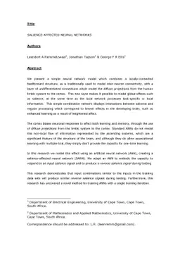 Salience-Affected Neural Networks