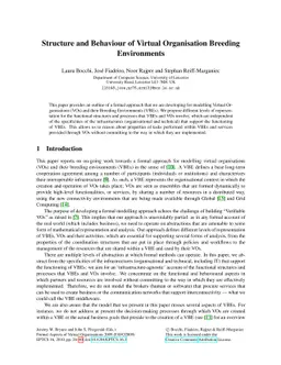 Structure and Behaviour of Virtual Organisation Breeding Environments