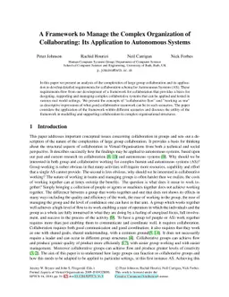 A Framework to Manage the Complex Organisation of Collaborating: Its
  Application to Autonomous Systems