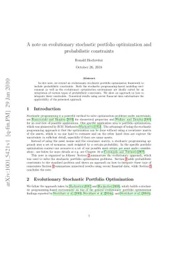 A note on evolutionary stochastic portfolio optimization and
  probabilistic constraints