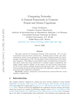 Computing Networks: A General Framework to Contrast Neural and Swarm
  Cognitions