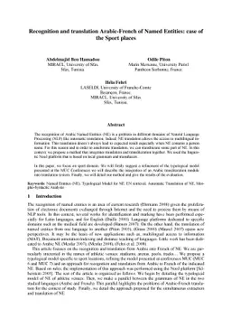 Recognition and translation Arabic-French of Named Entities: case of the
  Sport places