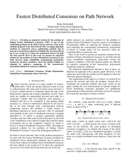 Fastest Distributed Consensus on Path Network