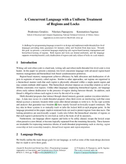 A Concurrent Language with a Uniform Treatment of Regions and Locks