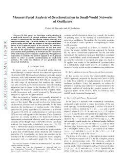 Moment-Based Analysis of Synchronization in Small-World Networks of
  Oscillators