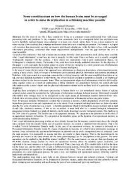 Some considerations on how the human brain must be arranged in order to
  make its replication in a thinking machine possible