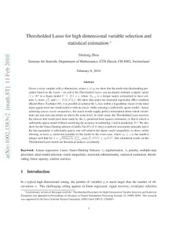 Thresholded Lasso for high dimensional variable selection and
  statistical estimation
