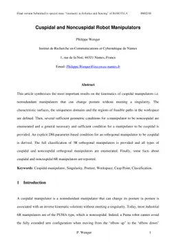 Cuspidal and Noncuspidal Robot Manipulators