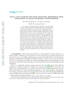 Exact calculations for false discovery proportion with application to
  least favorable configurations
