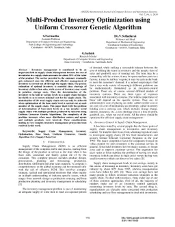 Multi Product Inventory Optimization using Uniform Crossover Genetic
  Algorithm