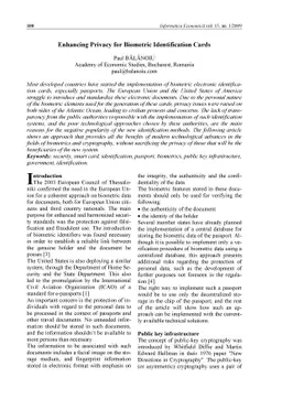 Enhancing Privacy for Biometric Identification Cards