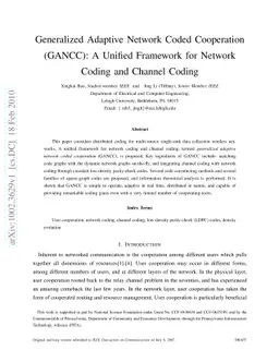 Generalized Adaptive Network Coded Cooperation (GANCC): A Unified
  Framework for Network Coding and Channel Coding