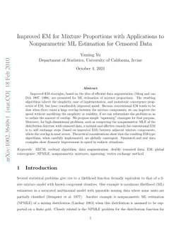 Improved EM for Mixture Proportions with Applications to Nonparametric
  ML Estimation for Censored Data