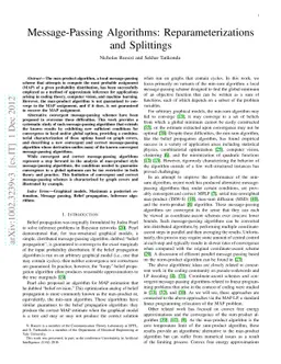 Message-Passing Algorithms: Reparameterizations and Splittings