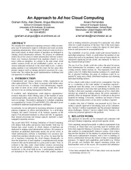 An Approach to Ad hoc Cloud Computing