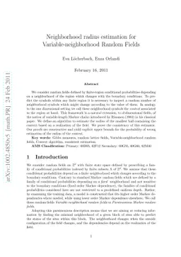 Neighborhood radius estimation in Variable-neighborhood Random Fields