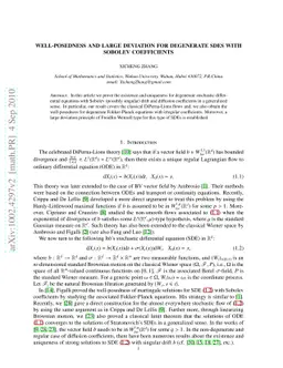 Well-posedness and large deviation for degenerate SDEs with Sobolev
  coefficients