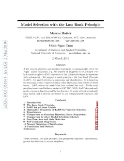 Model Selection with the Loss Rank Principle