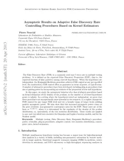 Asymptotic Results on Adaptive False Discovery Rate Controlling
  Procedures Based on Kernel Estimators