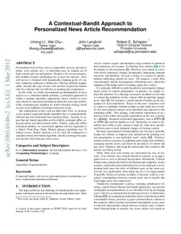 A Contextual-Bandit Approach to Personalized News Article Recommendation