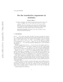 On the trasductive arguments in statistics