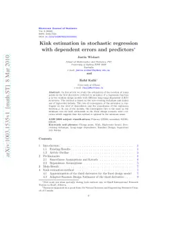 Kink estimation in stochastic regression with dependent errors and
  predictors
