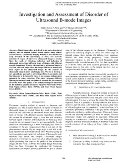 Investigation and Assessment of Disorder of Ultrasound B-mode Images