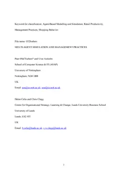 Multi-Agent Simulation and Management Practices