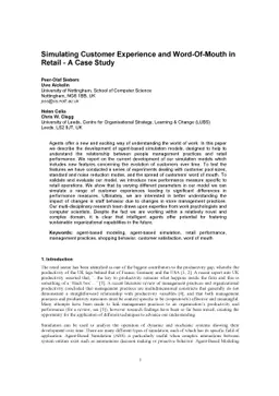 Simulating Customer Experience and Word Of Mouth in Retail - A Case
  Study