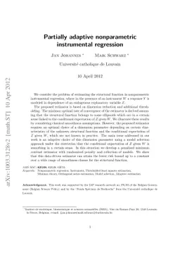 Partially adaptive nonparametric instrumental regression