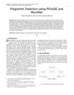 Plagiarism Detection using ROUGE and WordNet