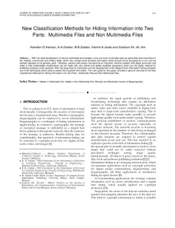 New Classification Methods for Hiding Information into Two Parts:
  Multimedia Files and Non Multimedia Files