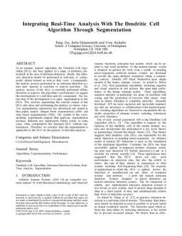 Integrating Real-Time Analysis With The Dendritic Cell Algorithm Through
  Segmentation