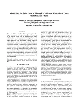 Mimicking the Behaviour of Idiotypic AIS Robot Controllers Using
  Probabilistic Systems