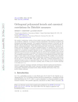 Orthogonal polynomial kernels and canonical correlations for Dirichlet
  measures