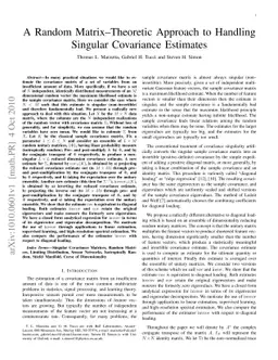 A Random Matrix--Theoretic Approach to Handling Singular Covariance
  Estimates