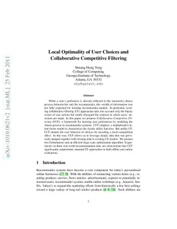Local Optimality of User Choices and Collaborative Competitive Filtering