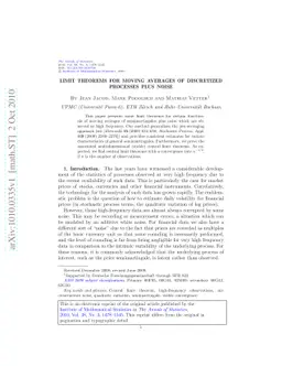 Limit theorems for moving averages of discretized processes plus noise