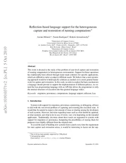 Reflection-based language support for the heterogeneous capture and
  restoration of running computations