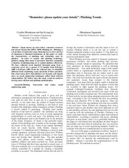 "Reminder: please update your details": Phishing Trends