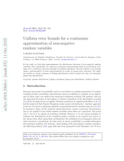 Uniform error bounds for a continuous approximation of non-negative
  random variables