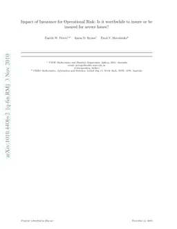 Impact of Insurance for Operational Risk: Is it worthwhile to insure or
  be insured for severe losses?