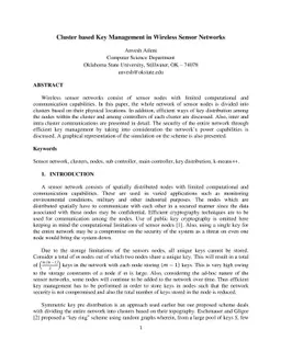 Cluster based Key Management in Wireless Sensor Networks