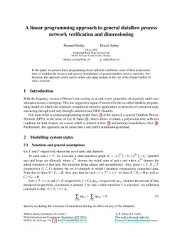 A linear programming approach to general dataflow process network
  verification and dimensioning