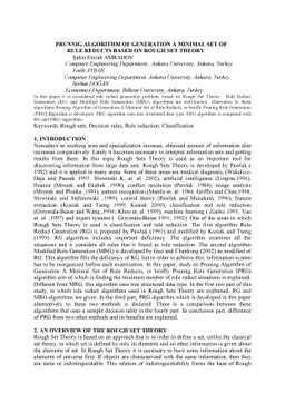 Prunnig Algorithm of Generation a Minimal Set of Rule Reducts Based on
  Rough Set Theory