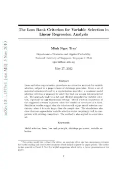The Loss Rank Criterion for Variable Selection in Linear Regression
  Analysis