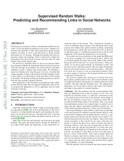 Supervised Random Walks: Predicting and Recommending Links in Social
  Networks